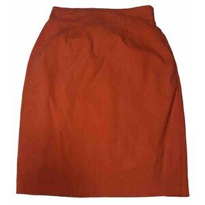 Vintage Cache Orange Rayon Size 4 Pencil Mini Skirt Elastic Waist Zip Holiday